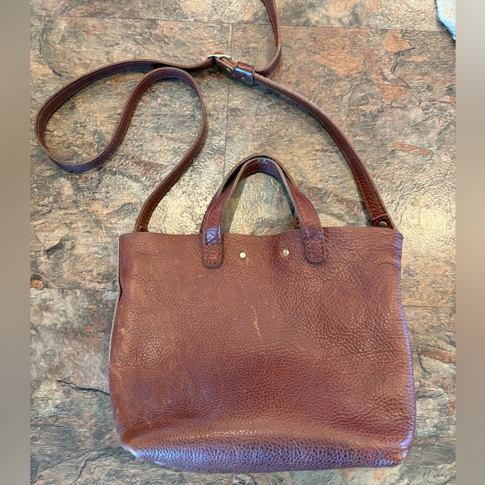 Portland leather Brown, mini tote, Crossbody bag purse